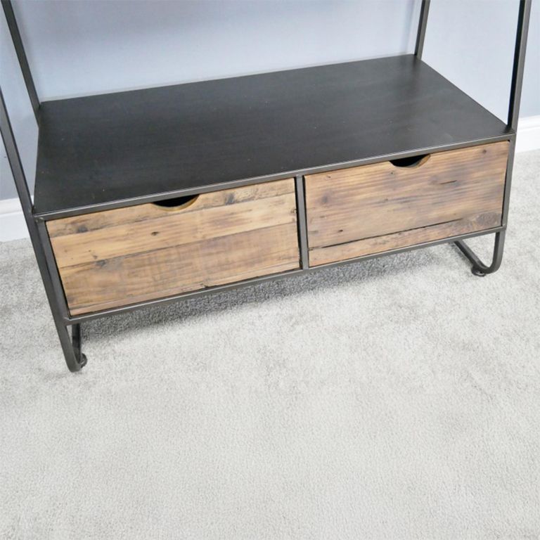 Shelving Unit - Fir Wood and Metal - 4 Drawer