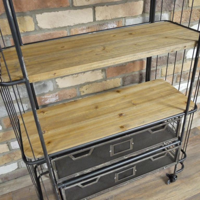 Shelving Unit - 2 Drawer - Tall - Wood and Metal