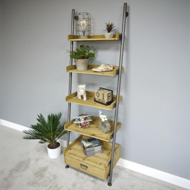 Shelving Unit - Wooden - 1 Drawer - Ladder