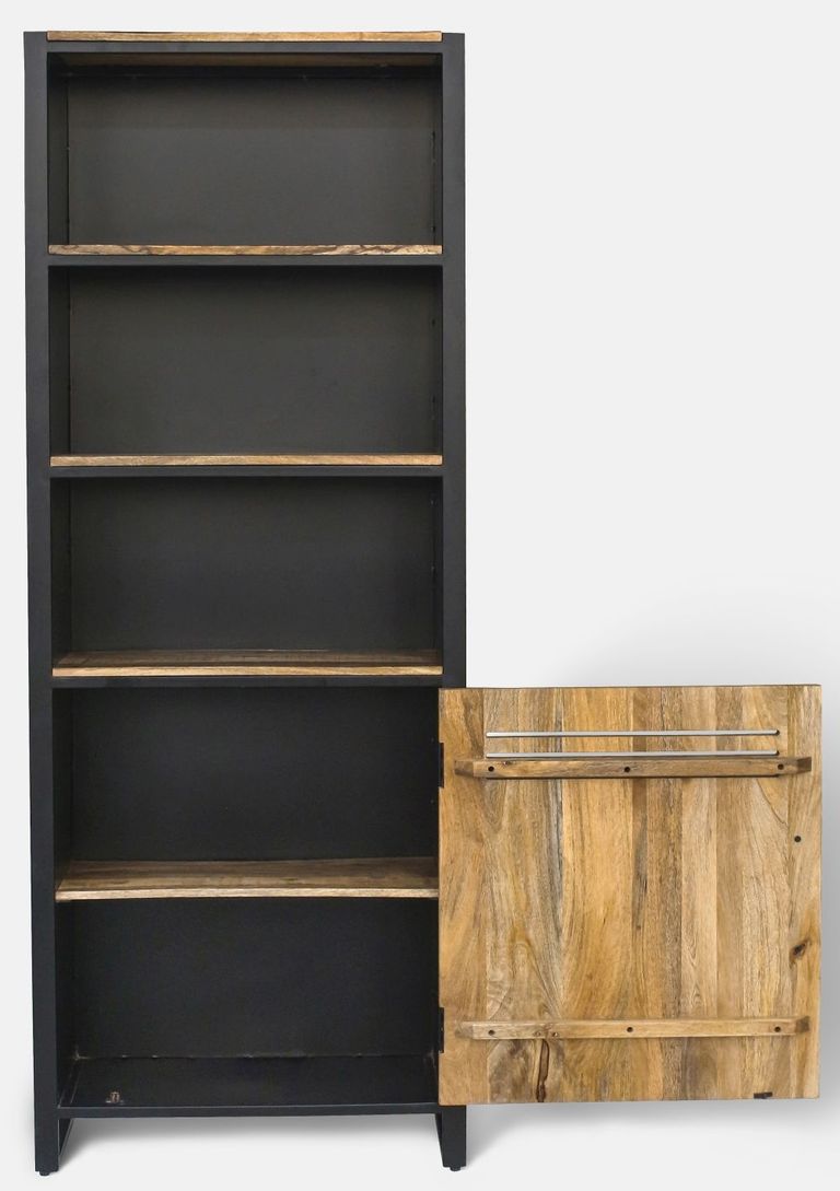Frais Industrial Rustic Wood Bookcase with Cupboard