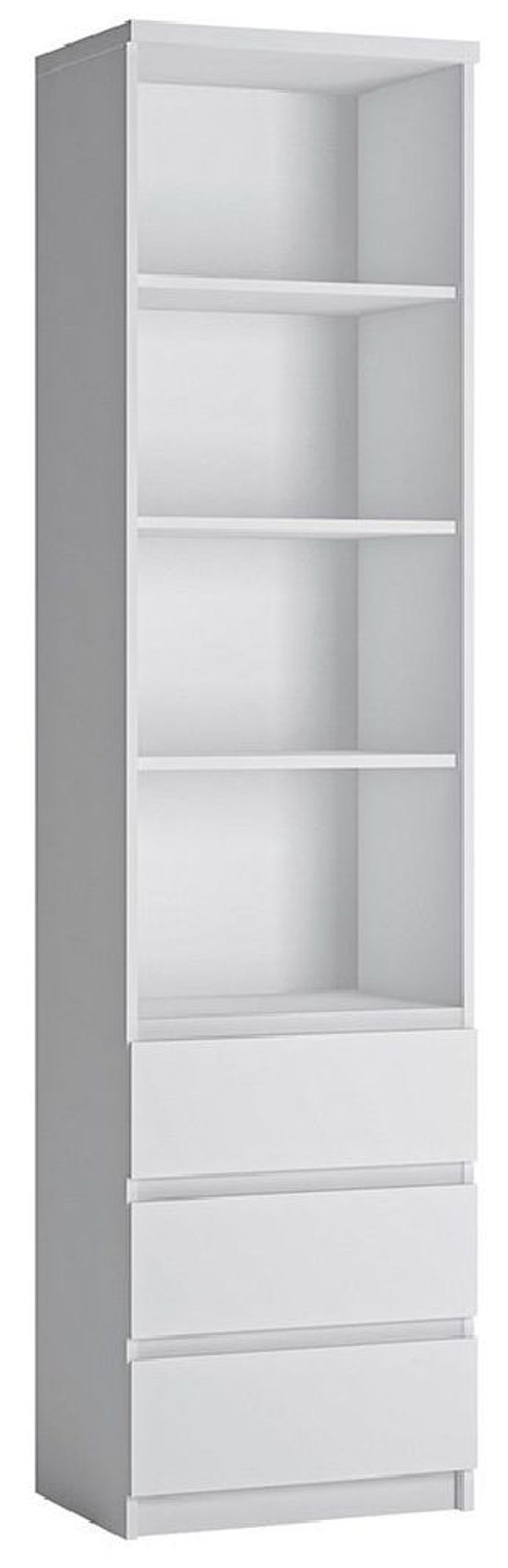 Fribo White 3 Drawer Narrow Bookcase