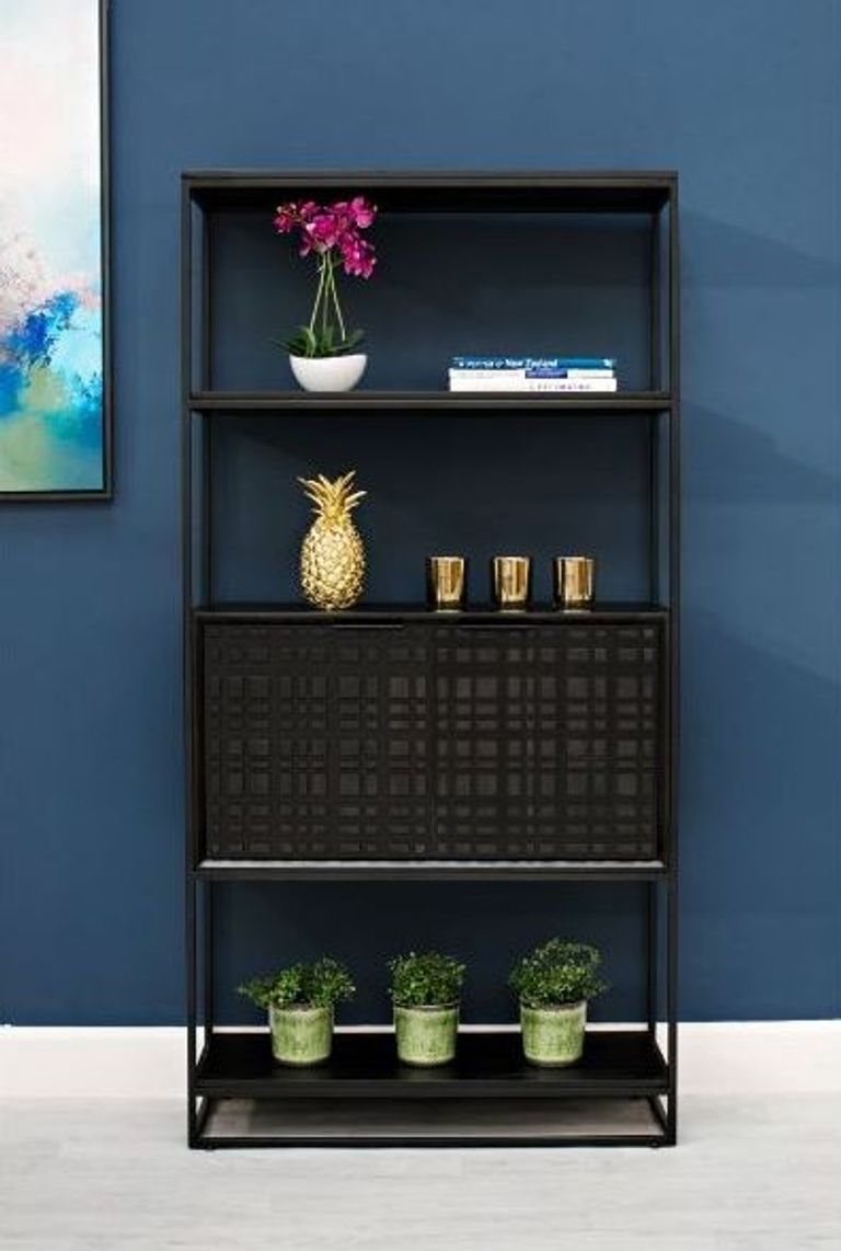 Fusion Mango Wood Bookcase - Black - Geometric