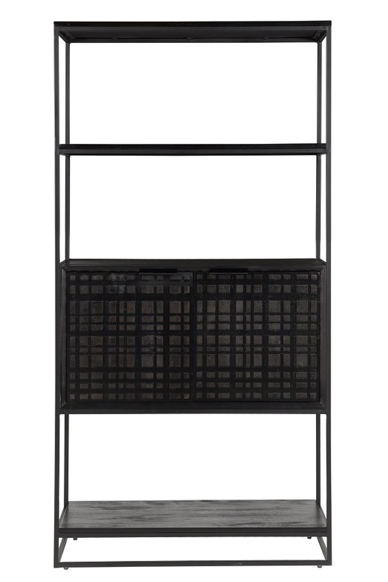 Fusion Mango Wood Bookcase - Black - Geometric