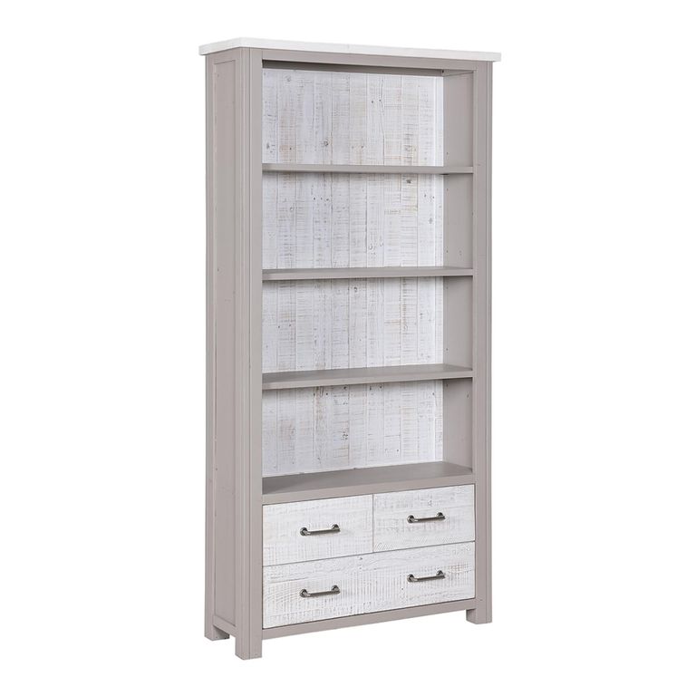 Greystone Reclaimed Wood Open Bookcase - Large - Drawers