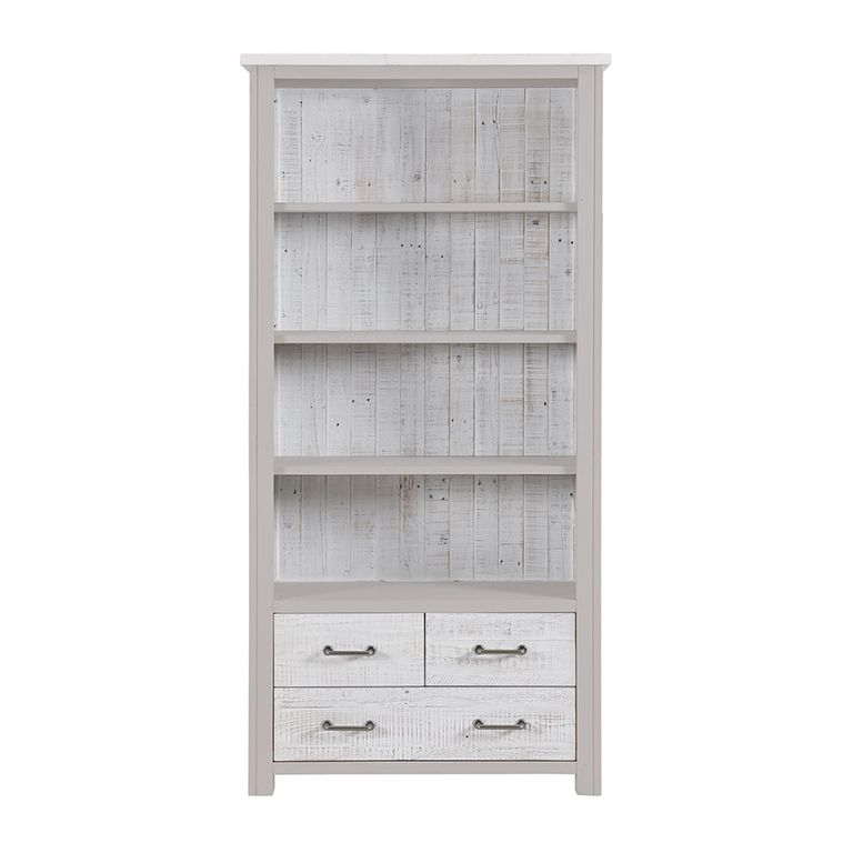 Greystone Reclaimed Wood Open Bookcase - Large - Drawers