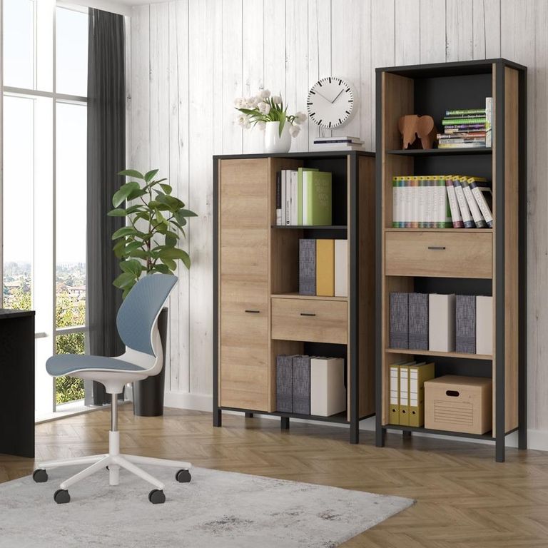 High Rock Oak Effect Narrow Bookcase