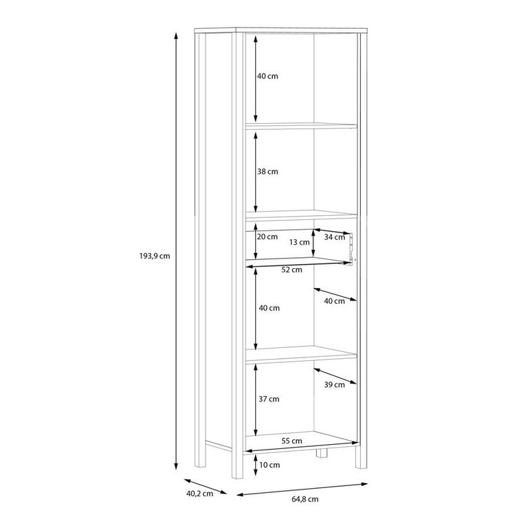 High Rock Oak Effect Narrow Bookcase