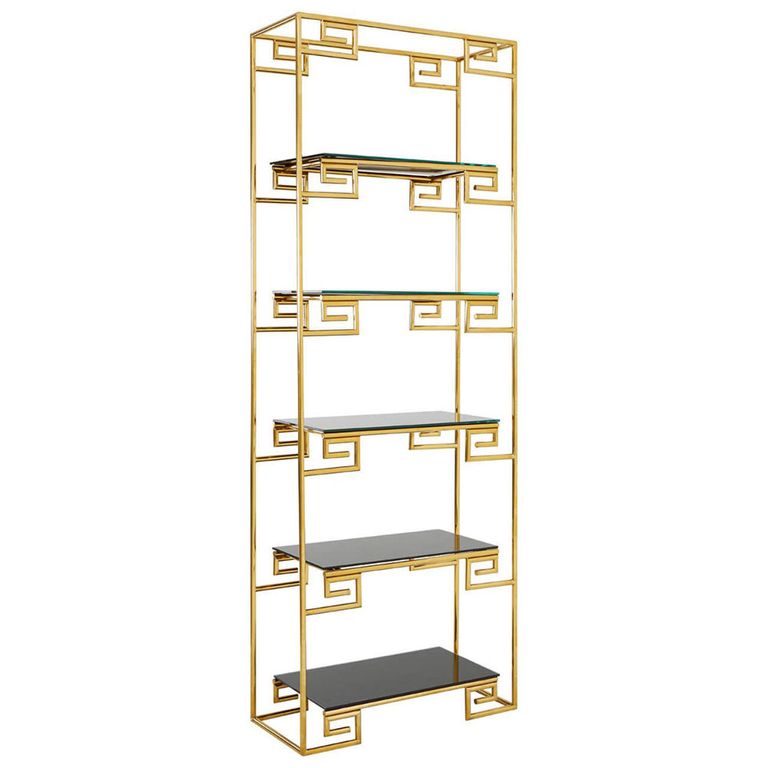 Horizon Bookcase - Angular - Black Glass with Gold Metal