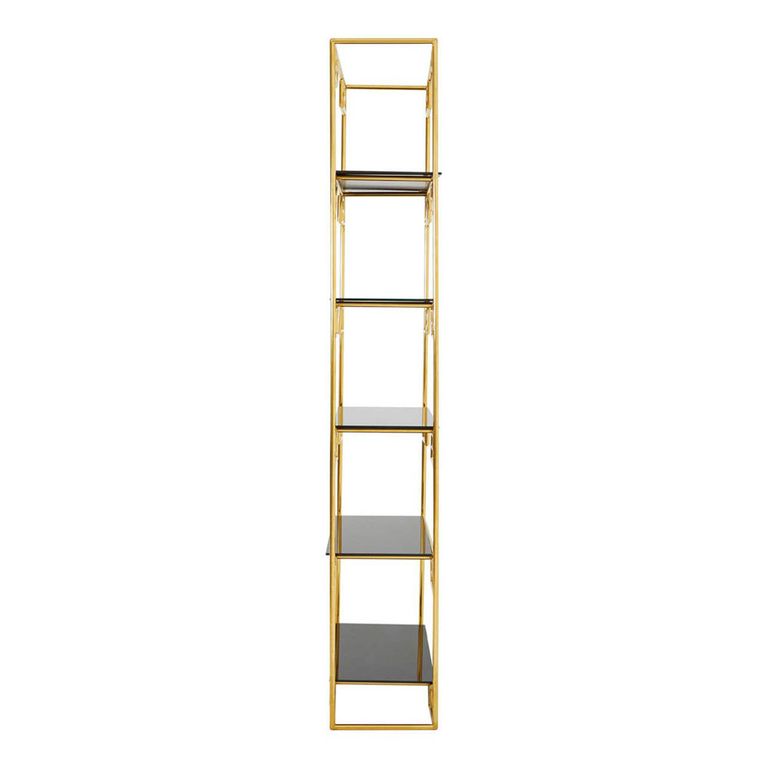 Horizon Bookcase - Angular - Black Glass with Gold Metal