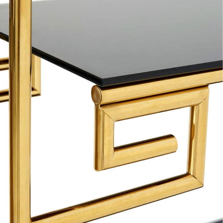 Horizon Bookcase - Angular - Black Glass with Gold Metal