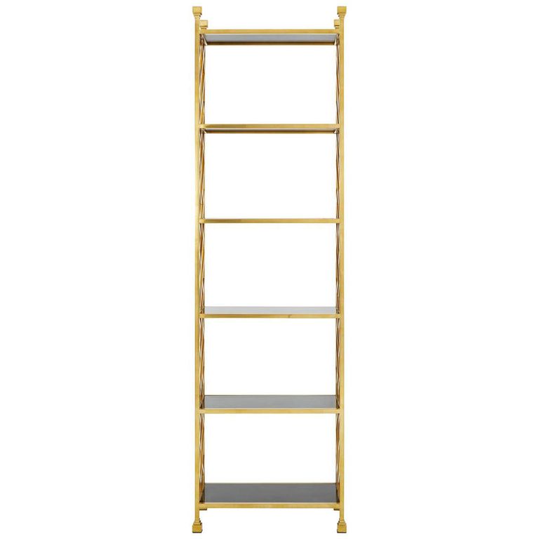 Horizon Bookcase - Black Glass with Gold Metal