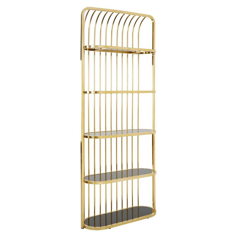 Horizon Bookcase - Cage - Black Glass with Gold Metal