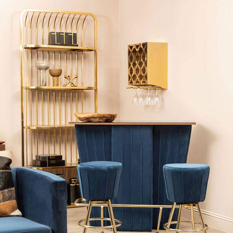 Horizon Bookcase - Cage - Black Glass with Gold Metal