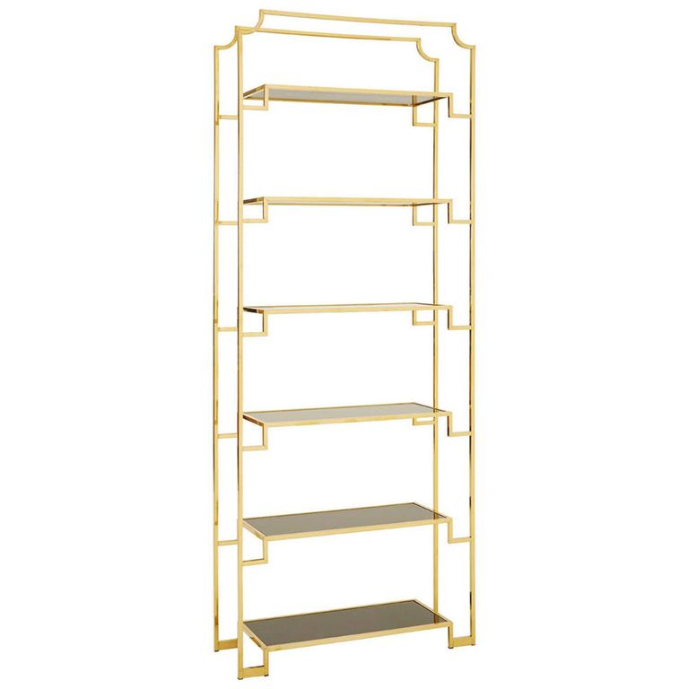 Horizon Open Shelving Unit - Black Glass with Gold Metal