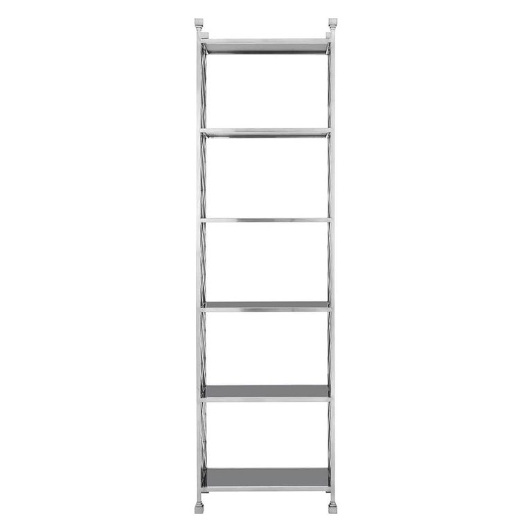 Horizon Bookcase - Black Glass with Silver Metal