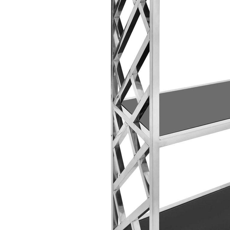 Horizon Bookcase - Black Glass with Silver Metal