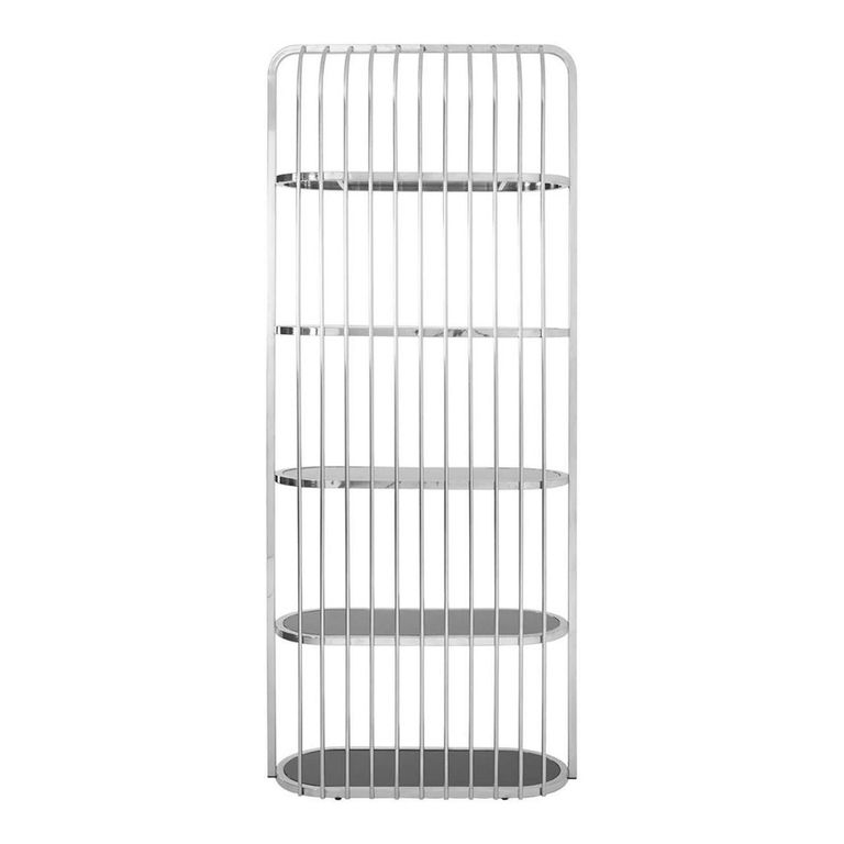 Horizon Bookcase - Cage - Black Glass with Silver Metal