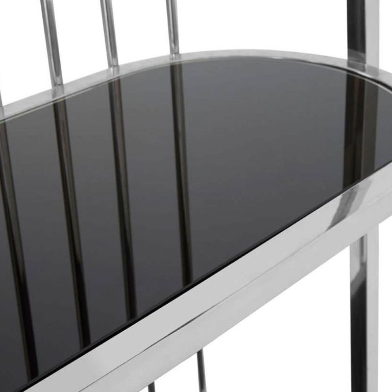 Horizon Bookcase - Cage - Black Glass with Silver Metal