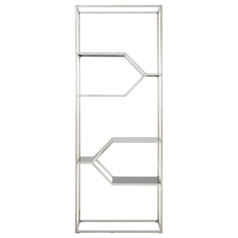 Horizon Open Shelving Unit - Black Glass with Silver Metal