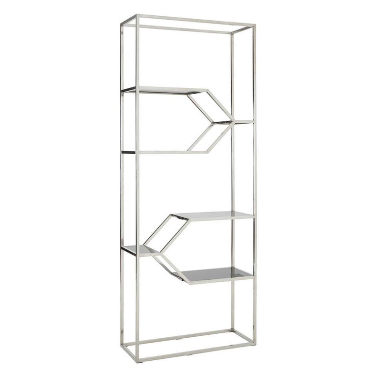Horizon Open Shelving Unit - Black Glass with Silver Metal