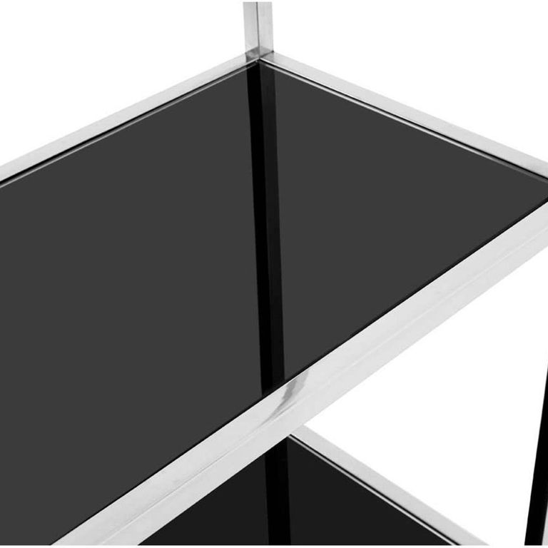Horizon Open Shelving Unit - Black Glass with Silver Metal
