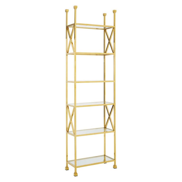 Horizon Open Shelving Unit - Clear Glass with Gold Metal