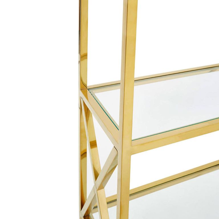 Horizon Open Shelving Unit - Clear Glass with Gold Metal
