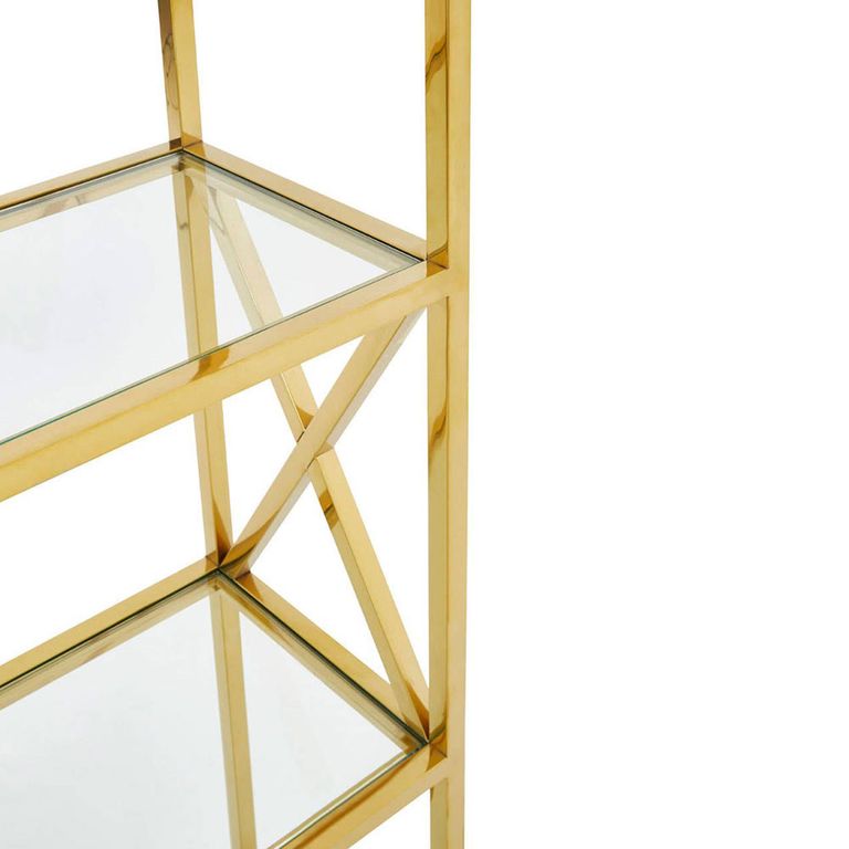 Horizon Open Shelving Unit - Clear Glass with Gold Metal