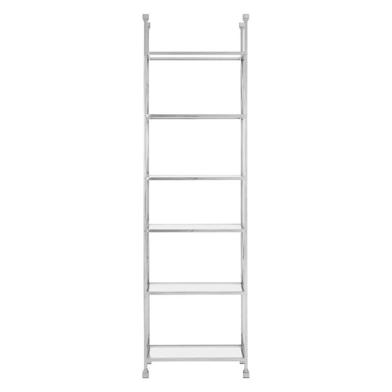Horizon Open Shelving Unit - Clear Glass with Silver Metal