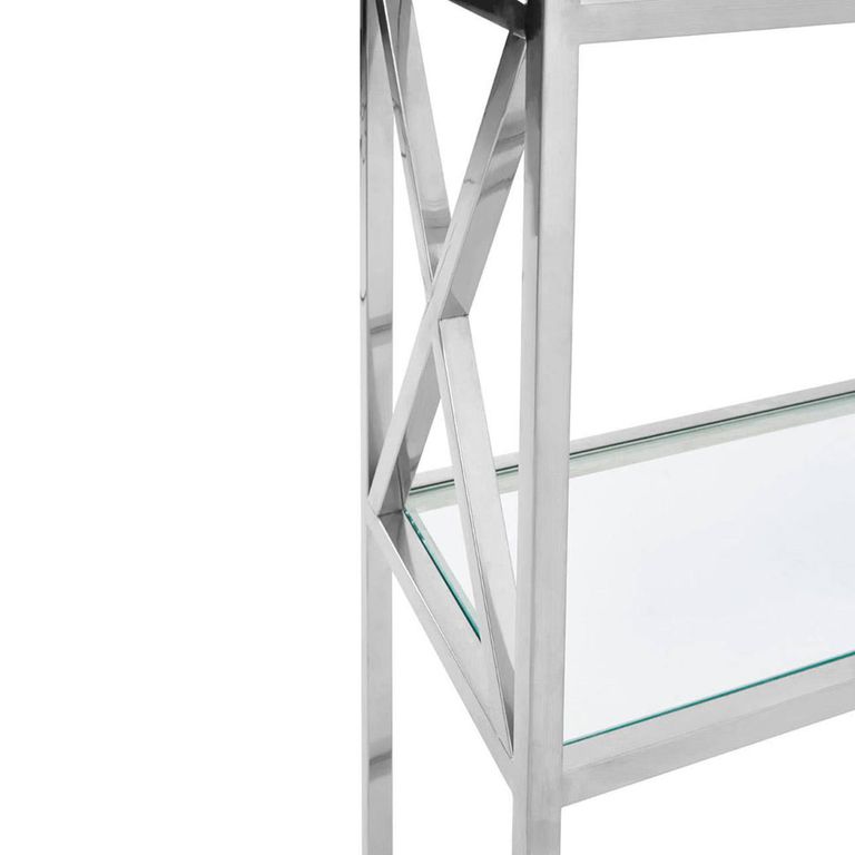 Horizon Open Shelving Unit - Clear Glass with Silver Metal