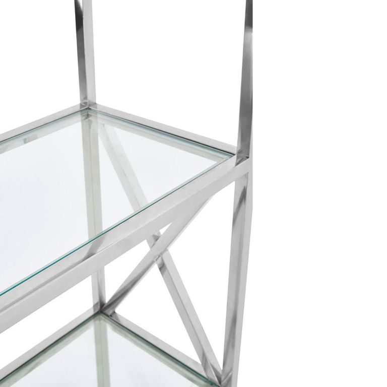 Horizon Open Shelving Unit - Clear Glass with Silver Metal