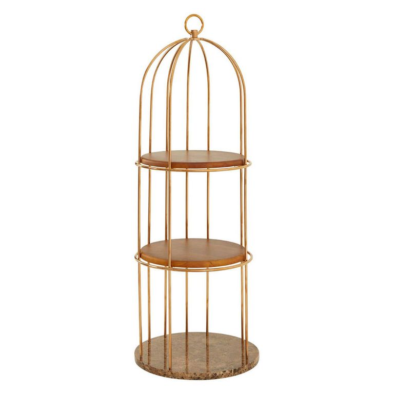 Horizon Shelving Unit - Small Cage - Gold Metal