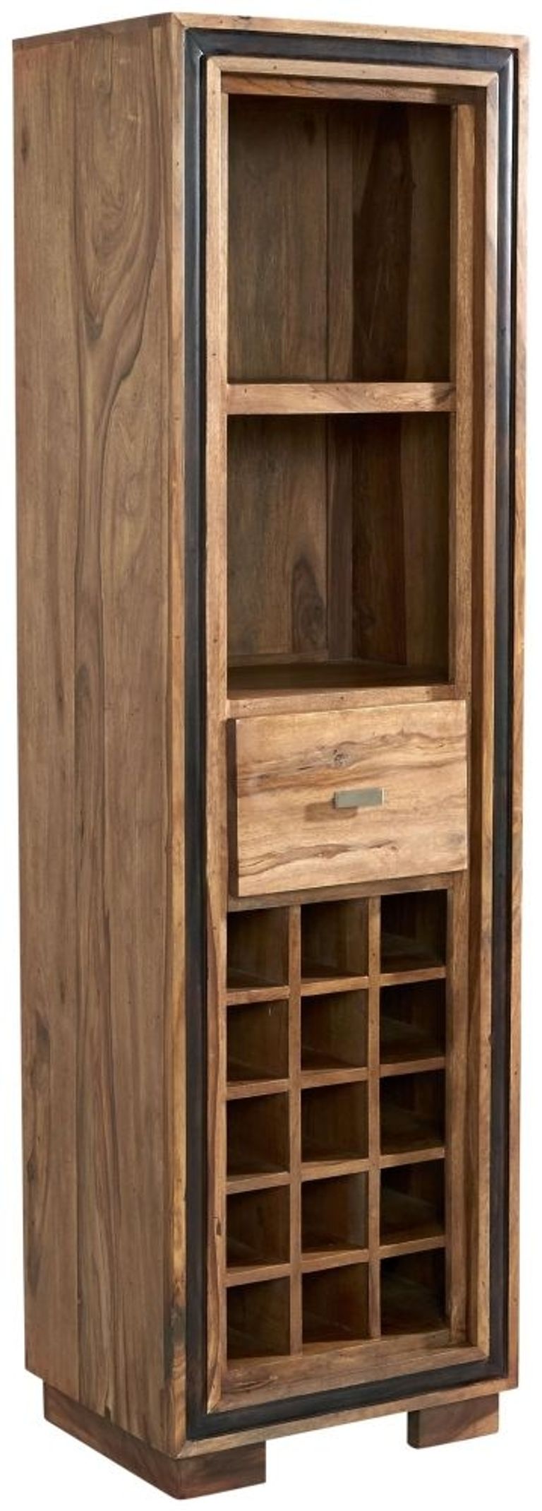 Hubli Solid Sheesham Wood Tall Display Unit with Wine Rack