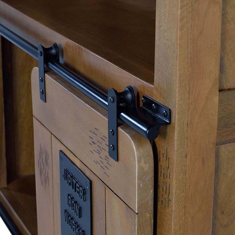 Iron Works Bookcase - Mango Wood - with Cupboard