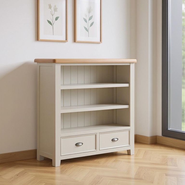 Janelle Bookcase - Low - Oak and Grey