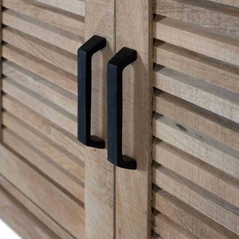 Jaylene Bookcase - Mango Wood - Louvered - with Cupboard