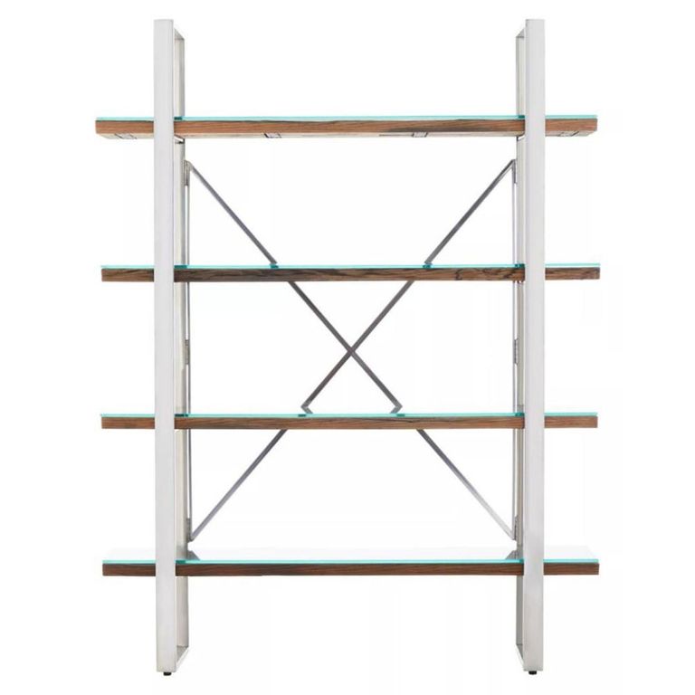 Kerala Shelving Unit - Open - Clear Glass with Silver Metal