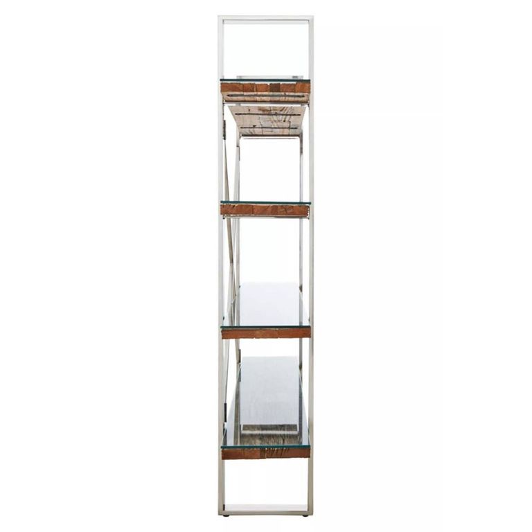Kerala Shelving Unit - Open - Clear Glass with Silver Metal