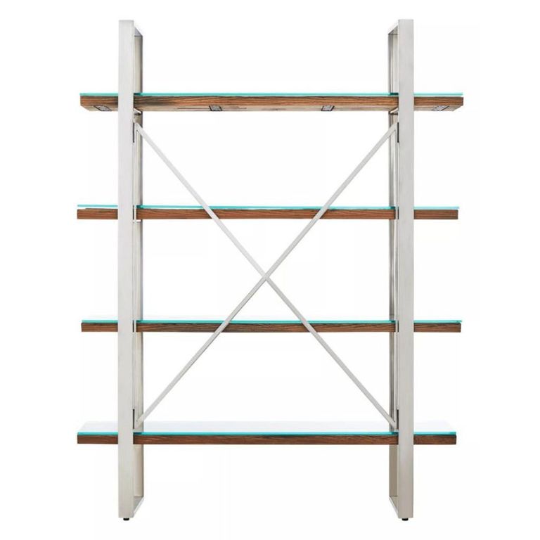 Kerala Shelving Unit - Open - Clear Glass with Silver Metal