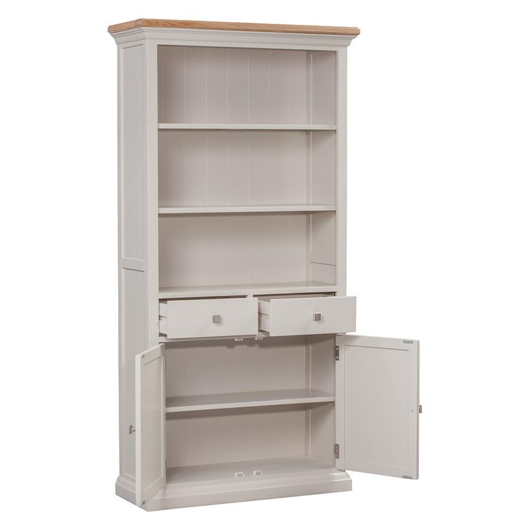 Cotswold Large Bookcase - with Cupboard - Oak and Painted