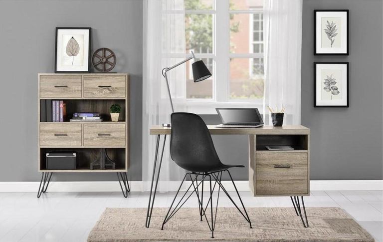 Lebanon Retro Bookcase in Distressed Grey Oak - 9654096PCOMUK