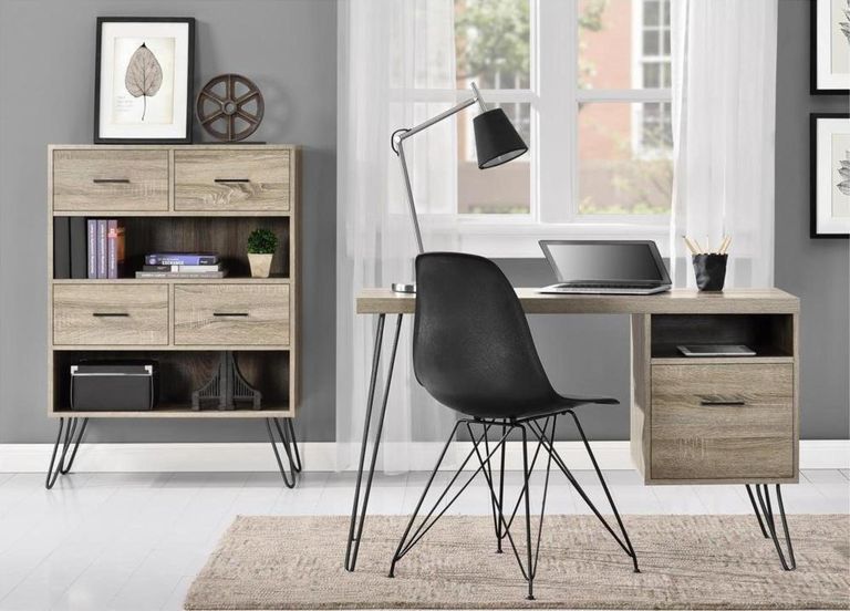 Lebanon Retro Bookcase in Distressed Grey Oak - 9654096PCOMUK