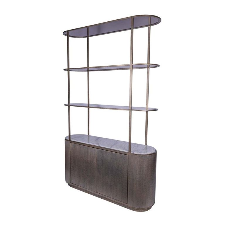Belvedere Shelving Unit - Aged Gold - with Storage