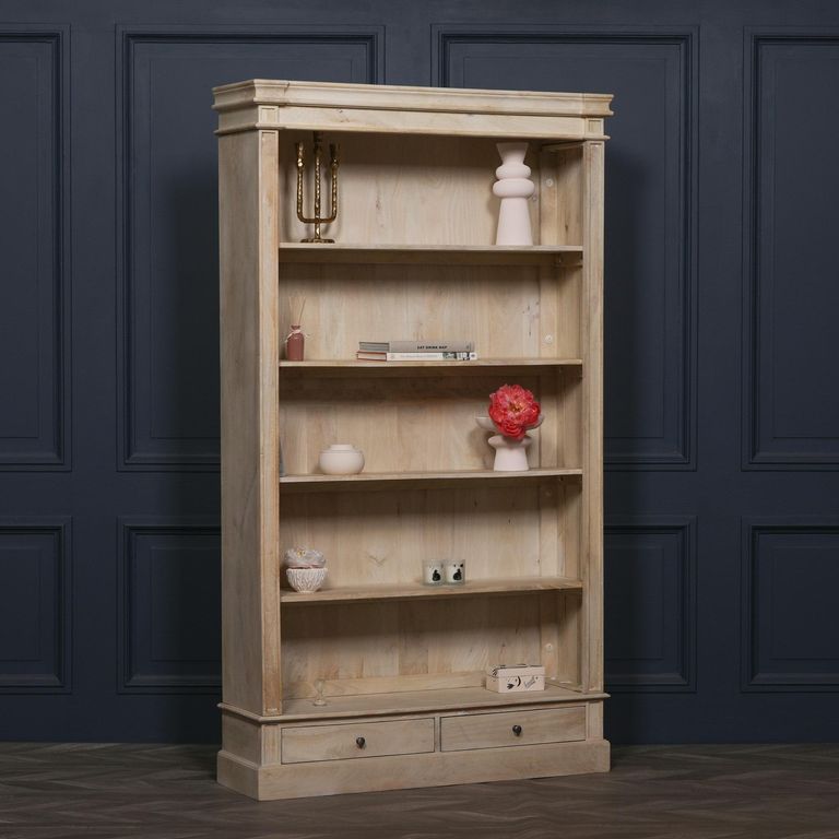 Linda Rustic Mango Wood Bookcase - Single Open