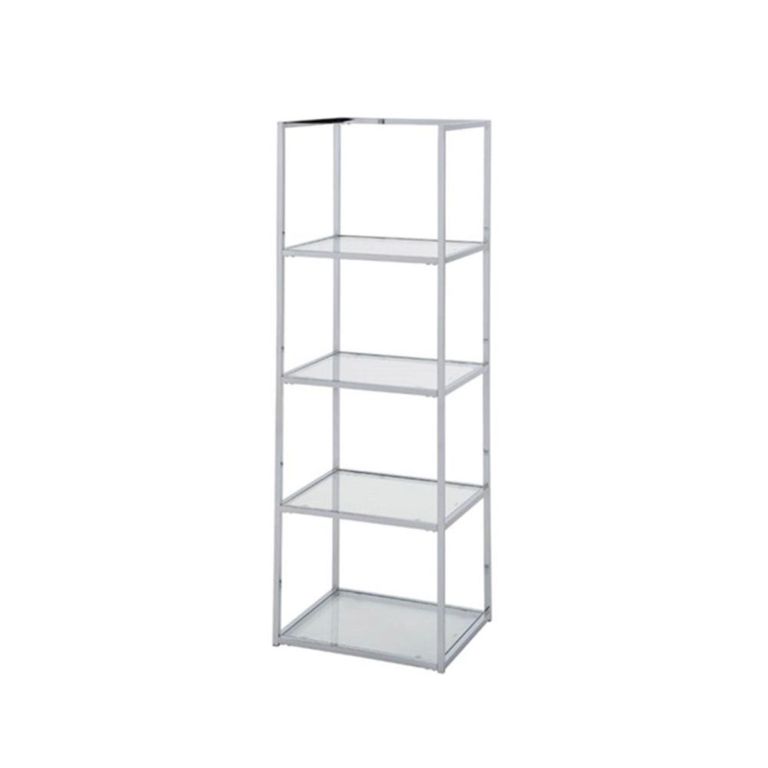 Logan Shelving Unit - Clear Glass and Chrome - Open