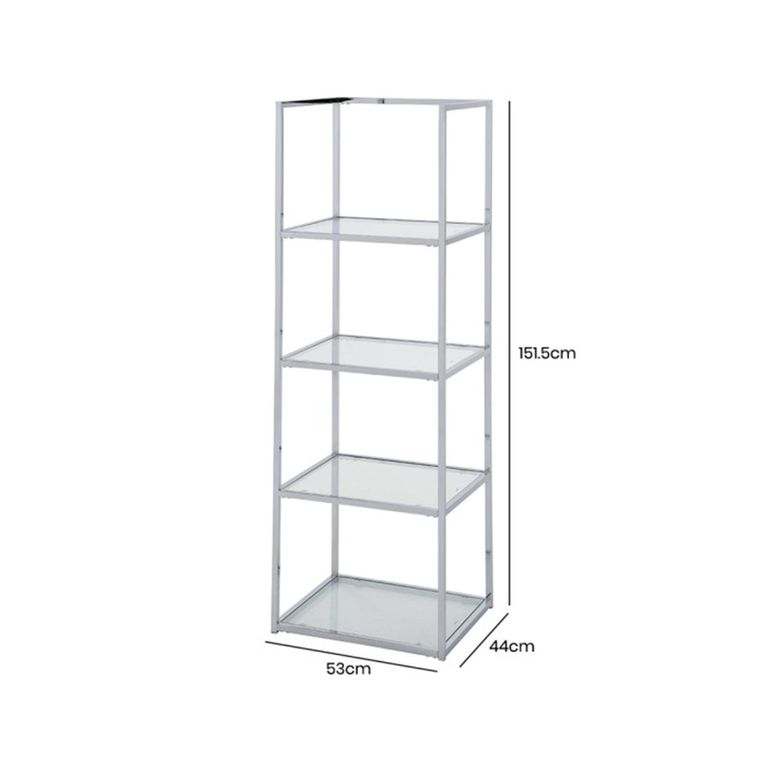 Logan Shelving Unit - Clear Glass and Chrome - Open