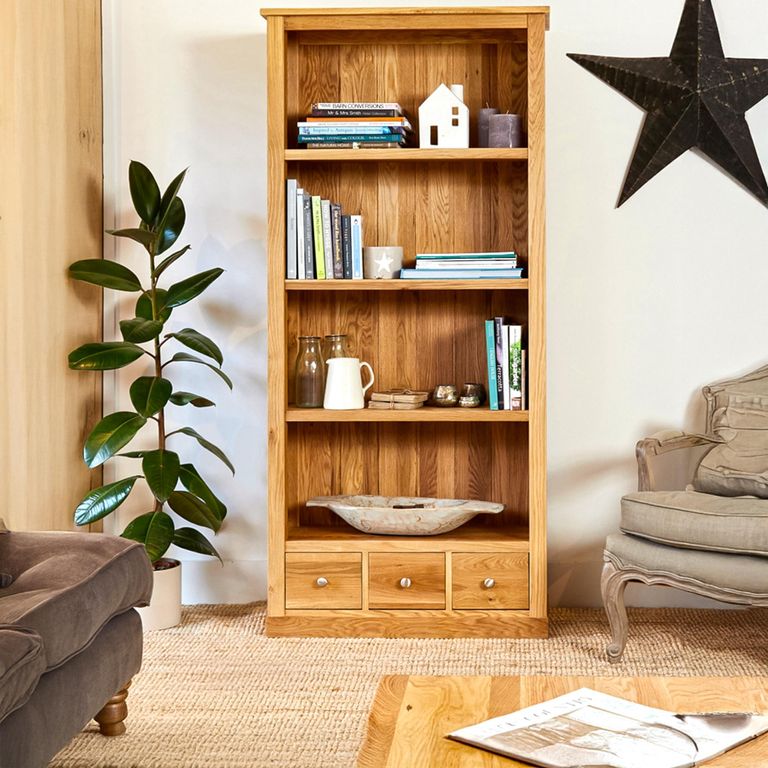 Mobel Oak Wide Bookcase