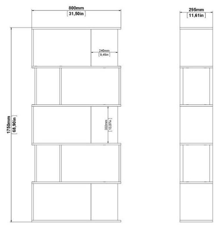 Maze Oak Effect and White Open Bookcase