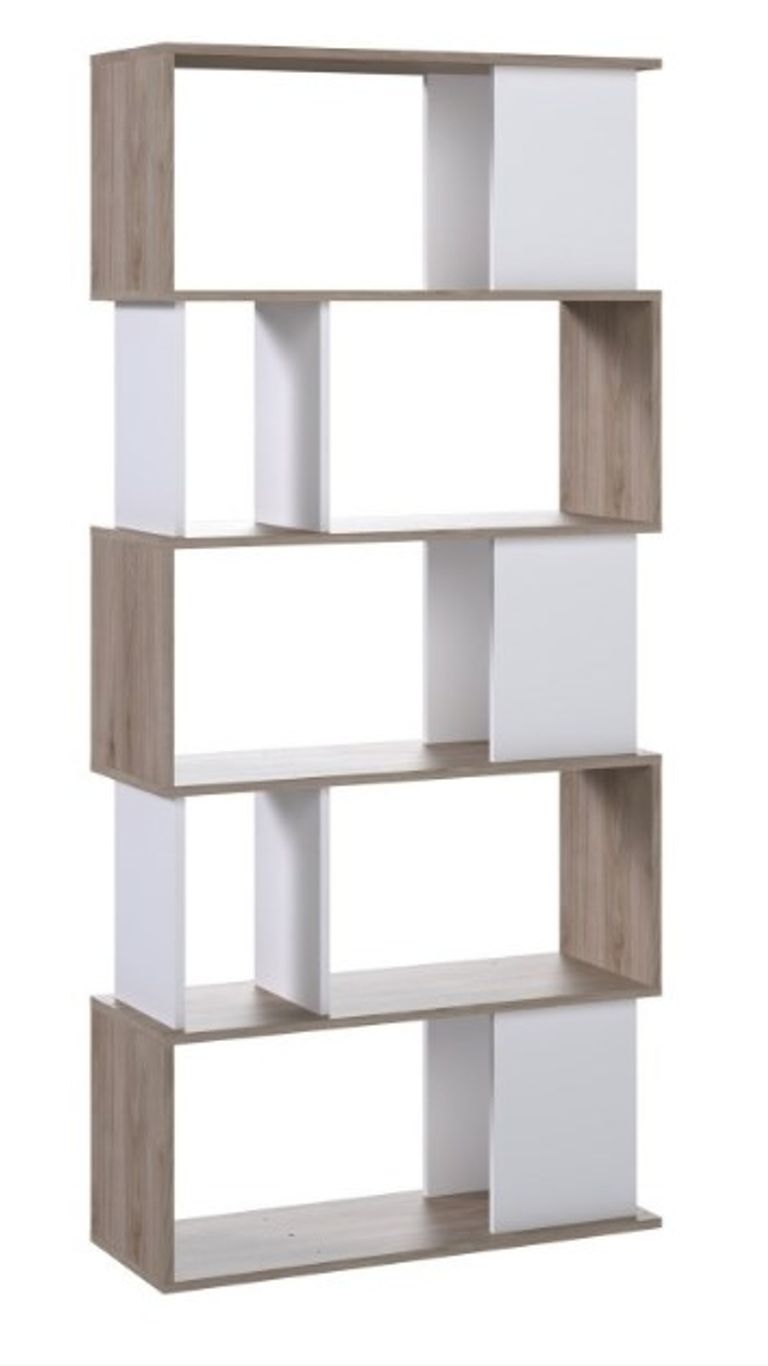 Maze Oak Effect and White Open Bookcase