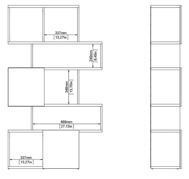 Maze Oak and Black Asymmetrical Design Bookcase